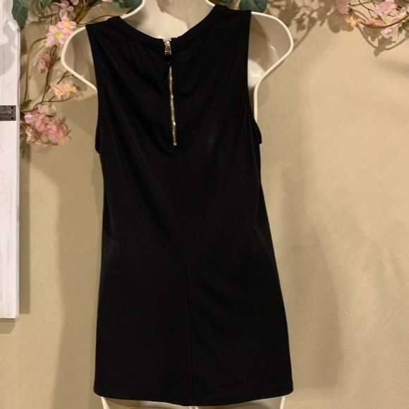 Noir | Black Top with Mesh V Neck Detail | Size XS - Picture 3 of 5